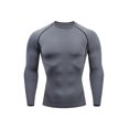thumbnail image 1 of MAWCLOS Mens Summer Tops Crew Neck Sport T Shirt Solid Color Compression Shirts Breathable Running Long Sleeve Tee Gray S, 1 of 2