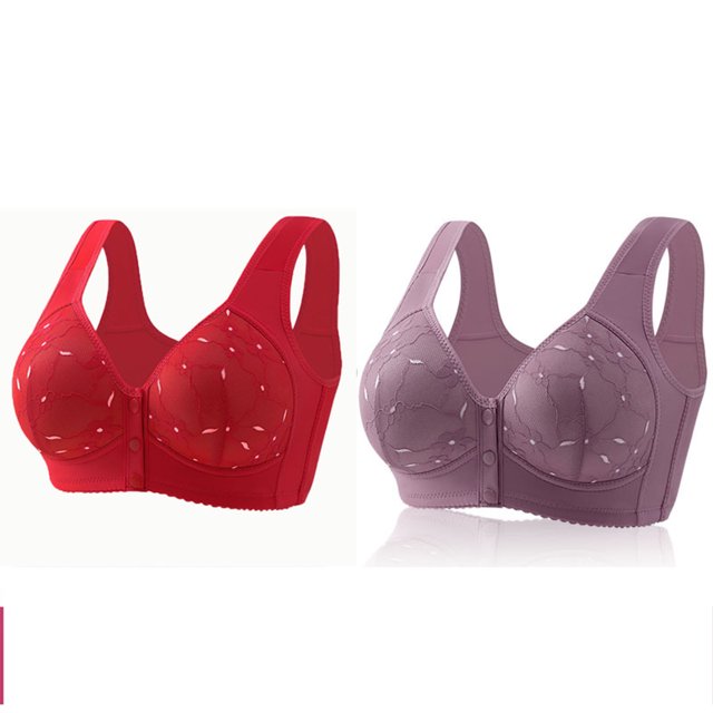 Yuyuzo Front Closure Bras for Women Plus Size 2 Pack Full Support Wireless Comfortable Everyday Bra