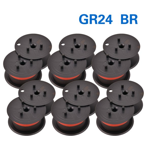 G&G GR24 Replacement for GR24 Universal Twin Spool Calculator Ribbon use with Nukote BR80c, Porelon 11216, Sharp El 1197 P III, Dataproducts R3027 (Black/red 6-Pack)
