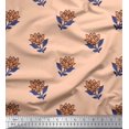 thumbnail image 1 of Soimoi Silk Fabric Leaves & Lotus Block Printed Craft Fabric by The Yard 42 Inch Wide, 1 of 3