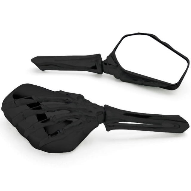 Krator Custom Black Motorcycle Skeleton Bone Mirrors Compatible with Honda Valkyrie Rune 1500 1800
