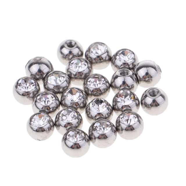 Yinanstore 20 Pcs Boules de Remplacement en Acier Inoxydable pour Perçage avec Strass - 1.2 x 3mm