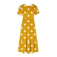 thumbnail image 3 of Tumotour Robe d'Été pour Femmes, Imprimée, Ample, Décontractée, à Manches Courtes, Col Ras du Cou, Ligne A, Évasée, Fluide, à Étages, Chemise, Maxi, Plage, Longue, 2025, Tenues Tendance avec Poches, 3 of 4