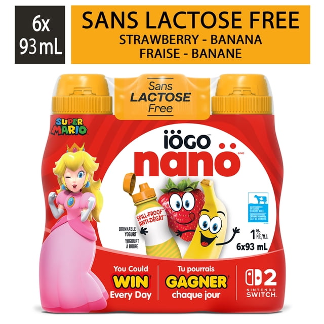 iÖGO nanö Drinkable Yogurt, Strawberry-Banana, Lactose-Free , Yogurt Drink , 1%