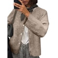 thumbnail image 1 of Gupgi Women Knitted Crop Cardigan Solid Color Sweater Long Sleeve Button Down Open Front Casual Knitwear Tops, 1 of 4