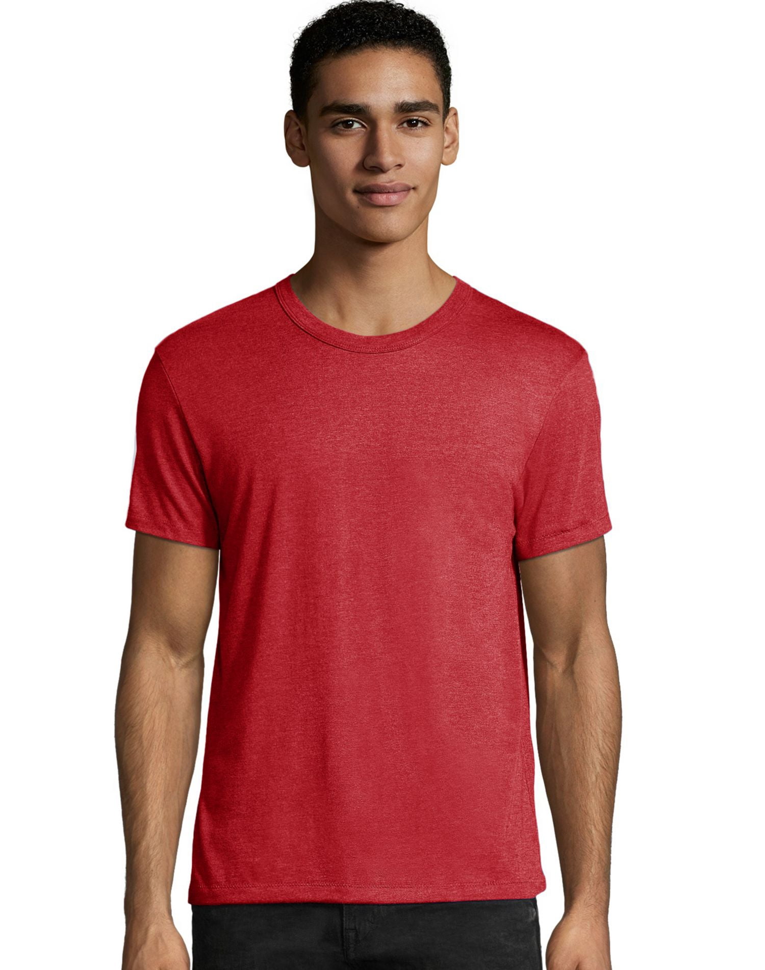 Hanes Mens Elevated Tee, XS, Carmine Red Triblend