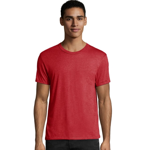 Hanes Mens Elevated Tee, 2XL, Carmine Red Triblend