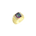 thumbnail image 3 of RYLOS Men's Rings Yellow Gold Plated Silver Designer Style 10X8MM Emerald Cut Shape Gemstone &  Diamonds Alexandrite June Birthstone Rings For Men Size 10, 3 of 4