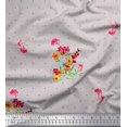 thumbnail image 1 of Soimoi Crepe Silk Fabric Dot,Leaves & Periwinkle Floral Printed Fabric 1 Yard 42 Inch Wide, 1 of 3