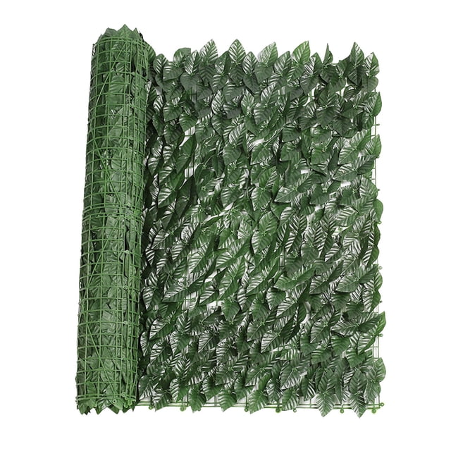 Artificial Trellis Privacy with a pre-fabricated panel featuring a green artificial leaf privacy screen and mesh backing. The roll measures 50x300cm (19.65x117.9 inches) and is designed for outdoor use, providing privacy for balconies, backyards, and other spaces. Made of durable material, it resists fading and allows air circulation while blocking strong sunlight. Suitable for terrace decoration, balcony privacy shielding, and commercial or event decor.