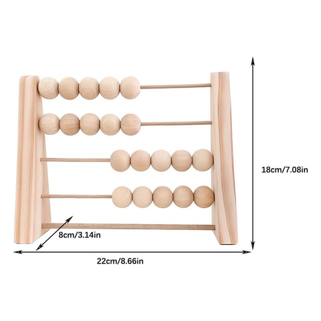 Wood Abacus Toy Beads Counting Playthings Simple Design Early Education Math Learning Toys Educational Prop Home Decoration Gray yellow