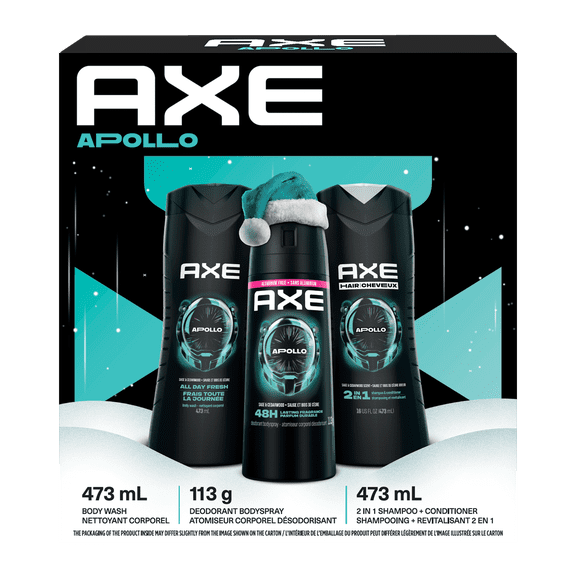AXE Gift Set, Body Spray, Body Wash & 2-in-1 Shampoo and Conditioner, 3 Piece