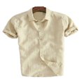 thumbnail image 1 of MesaSe Chemises en Lin à Manches Courtes pour Hommes, Décontractées et Amples, 1 of 2