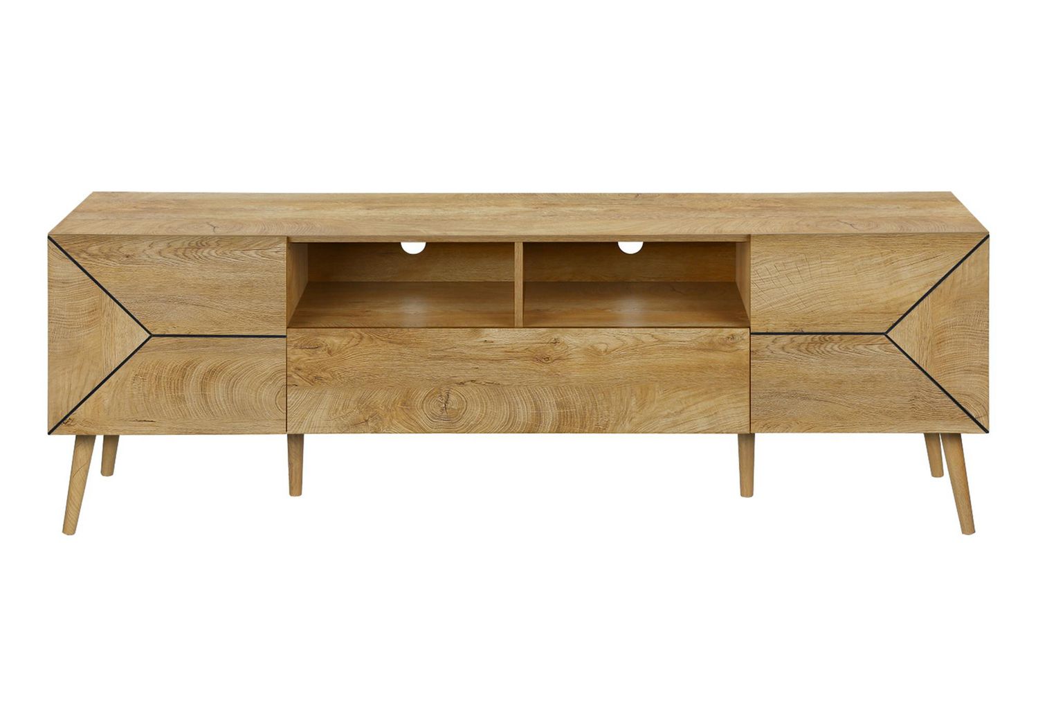 Monarch Specialties Meuble Tv, 72 Pouces, Console, Centre De Divertissement Média, Tiroir De Rangement, Stratifié Noyer, Mid Century, Moderne
