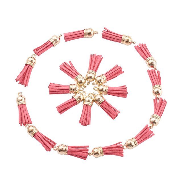 Ruiboury 100pack/lot Stand Out Unique Tassel DIY Tassel Accessory For Keychain Gifts pink-Gold 5Set