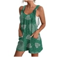 thumbnail image 1 of IROINID Femmes une Pièce Shorts, Femmes Été Confortable Bretelles Décontractée Impression Shorts Poche Shorts de Combinaison Vert, 1 of 6
