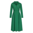 thumbnail image 4 of cfhntfmh Robes Décontractées pour Femmes à Manches Longues, Col à Revers, Col en V, Longue Robe Maxi avec Poches, Détente, Robe Formelle Évasée, 4 of 6