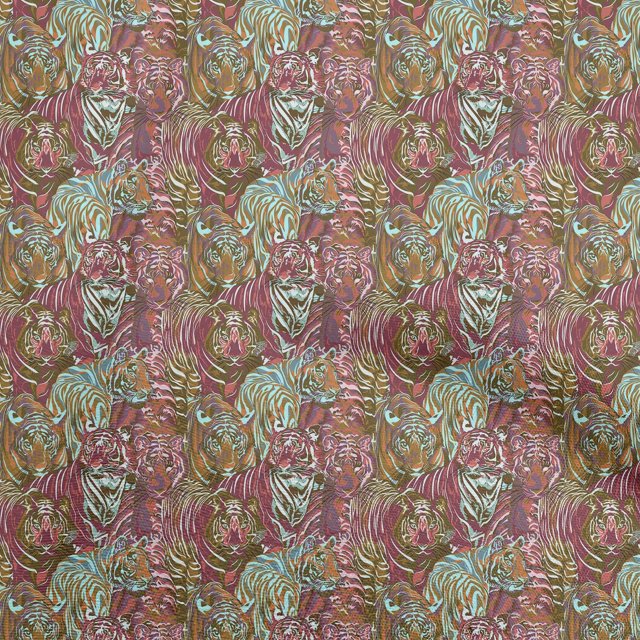 oneOoneSilkTabbyDarkOliveGreenFabricAnimalSewingCraftProjectsFabricPrintsByYard42InchWide