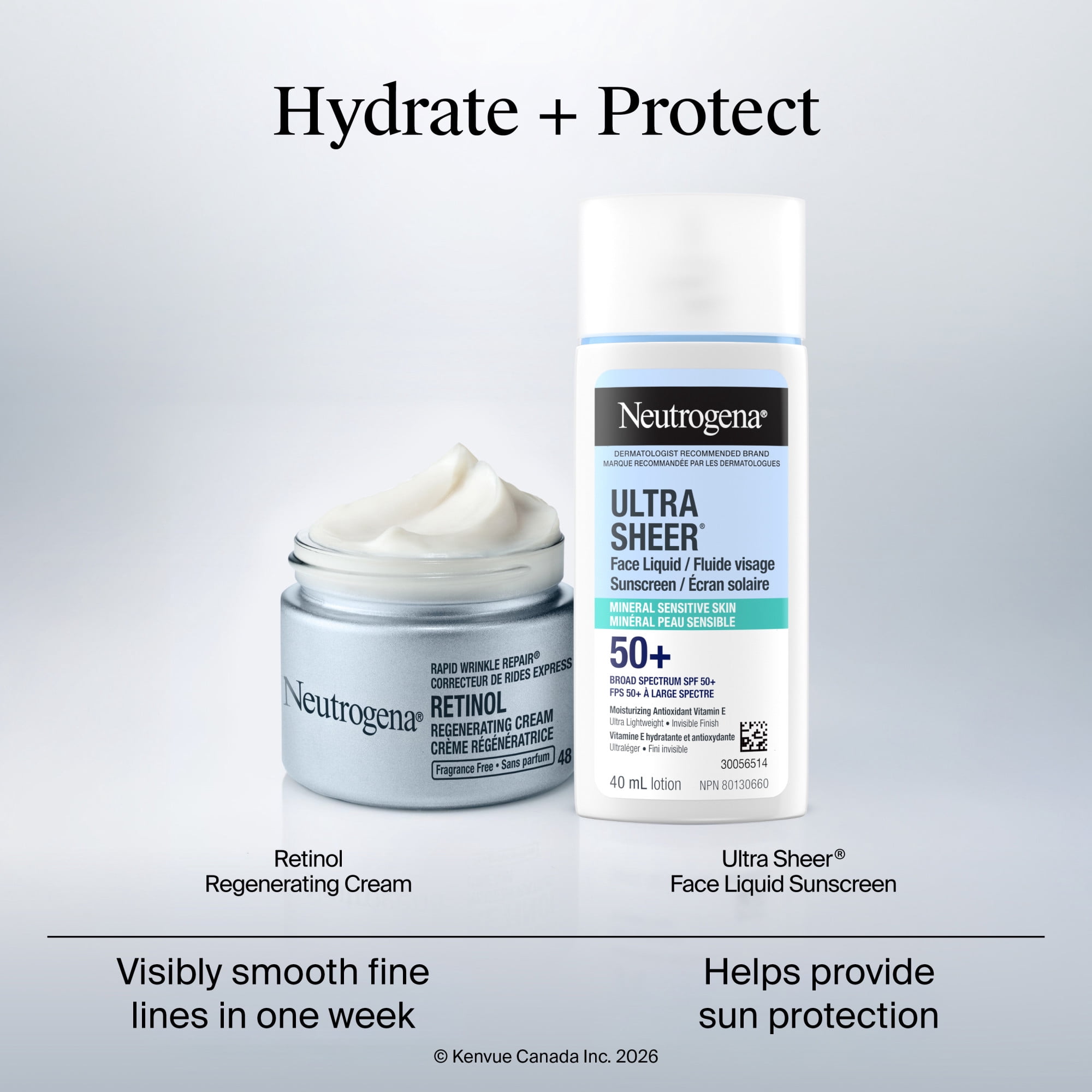 Crème régénératrice Neutrogena Correcteur de rides express, Hydratant Visage et yeux avec rétinol - Sérum avec acide hyaluronique, 48 ml