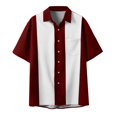 thumbnail image 1 of Homme Été Décontracté Imprimé Bouton Entrejambe Grande Taille Chemise Courte Barboteuse de Noël Homme Manche Col Rabattu Chemise, 1 of 8