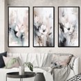 thumbnail image 1 of Designart "Grey Flowers Delicate V" Floral Framed Wall Art Set Of 3 - White Floral Frame Canvas Set For Living Room Decor, 1 of 6