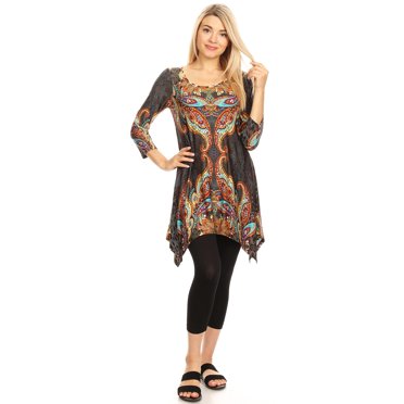 White Mark Women's 3/4 Sleeve Marlene Tunic Top