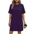 thumbnail image 3 of Sentmoon Plus Size Dresses for Curvy Women with Pockets Crew Neck Solid Color Dress Short Sleeve Regular Fit Summer Beach Essentials for Family Maxi Dresses for Women 2026, 3 of 7