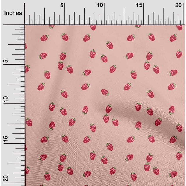 oneOone Cotton Poplin Fabric Raspberry Fruit Print Fabric by Yard 56 Inch Wide