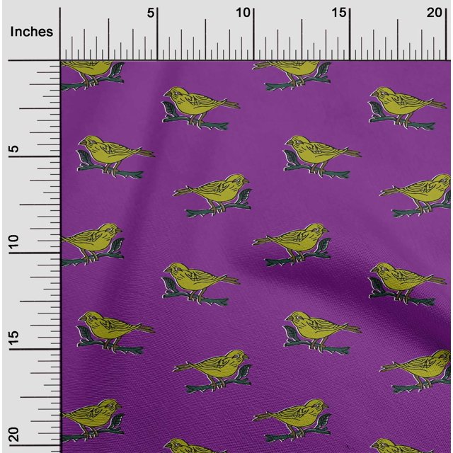 oneOone Cotton Poplin Fabric Branch & Bird Block Decor Fabric Printed BTY 56 Inch Wide