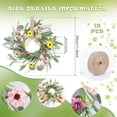 thumbnail image 4 of 12 Pcs Spring Summer Artificial Flowered Wreath Mini Floral Wedding Candle Rings Wreaths Pillar Candle Holder for Wedding Spring Summer Home Door Tabletop Decoration, 4 of 8