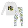 thumbnail image 1 of Pyjama pour Garçons, Enfants, Dinosaure Imprimé, Col Rond, Haut à Manches Longues, Pantalon, Ensemble de Pyjama 2 Pcs, Printemps Automne, Pyjama pour Enfants, Gris Pâle, 8 Ans-9 Ans, 1 of 5