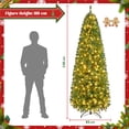 thumbnail image 3 of Yaheetech 7.5Ft Pencil Artificial Christmas Tree with 350 LED Warm White Lights, Green, 3 of 7