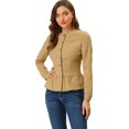 thumbnail image 3 of INSPIRE CHIC Veste en Denim à Basque pour Femme, Col Rond, Sans Col, Boutonnée, 3 of 6