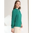 thumbnail image 4 of INSPIRE CHIC Women's Keyhole Stand Collar Pleated Back Button Blouse Tops, 4 of 6