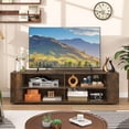 thumbnail image 2 of Costway Meuble Télé en Bois de 59 Pouces Console de Rangement Centre Multimédia de Divertissement avec Tablette Noyer, 2 of 10