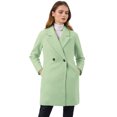 thumbnail image 3 of INSPIRE CHIC Women's Double Breasted Lapel Raglan Long Sleeve Mid Length Overcoat, 3 of 7