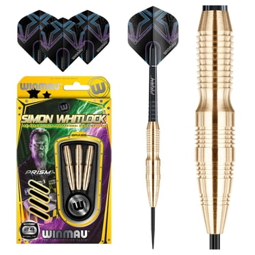 Winmau Simon Whitlock Steel Tip Brass Darts, 24 Grams, with Prism Force Shafts and Prism Alpha Flights