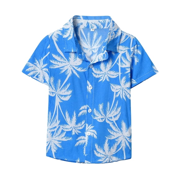 TIWEKE Boys Purple Shirt,Kids Toddler Boys Girls Short Sleeve Summer Casual Gentleman Tops Hawaii Beach Holiday Floral Shirts T Shirt,Boys Dress Shirt for 7-8 Years,Sky Blue