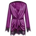 thumbnail image 3 of LSLJS Lingerie Femme Robe en Soie et Dentelle Robe de Nuit Tenue de Sommeil Nuisette Ensemble de Pyjama, 3 of 4