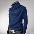 thumbnail image 4 of Chandail Ample pour Homme Chandail Uni à Col Montant Chandail à Manches Longues Chandail de Base Ample Hauts Chandail Col Roulé Chandail Tricoté à Manches Longues pour Homme P-105 Bleu 3TG, 4 of 9