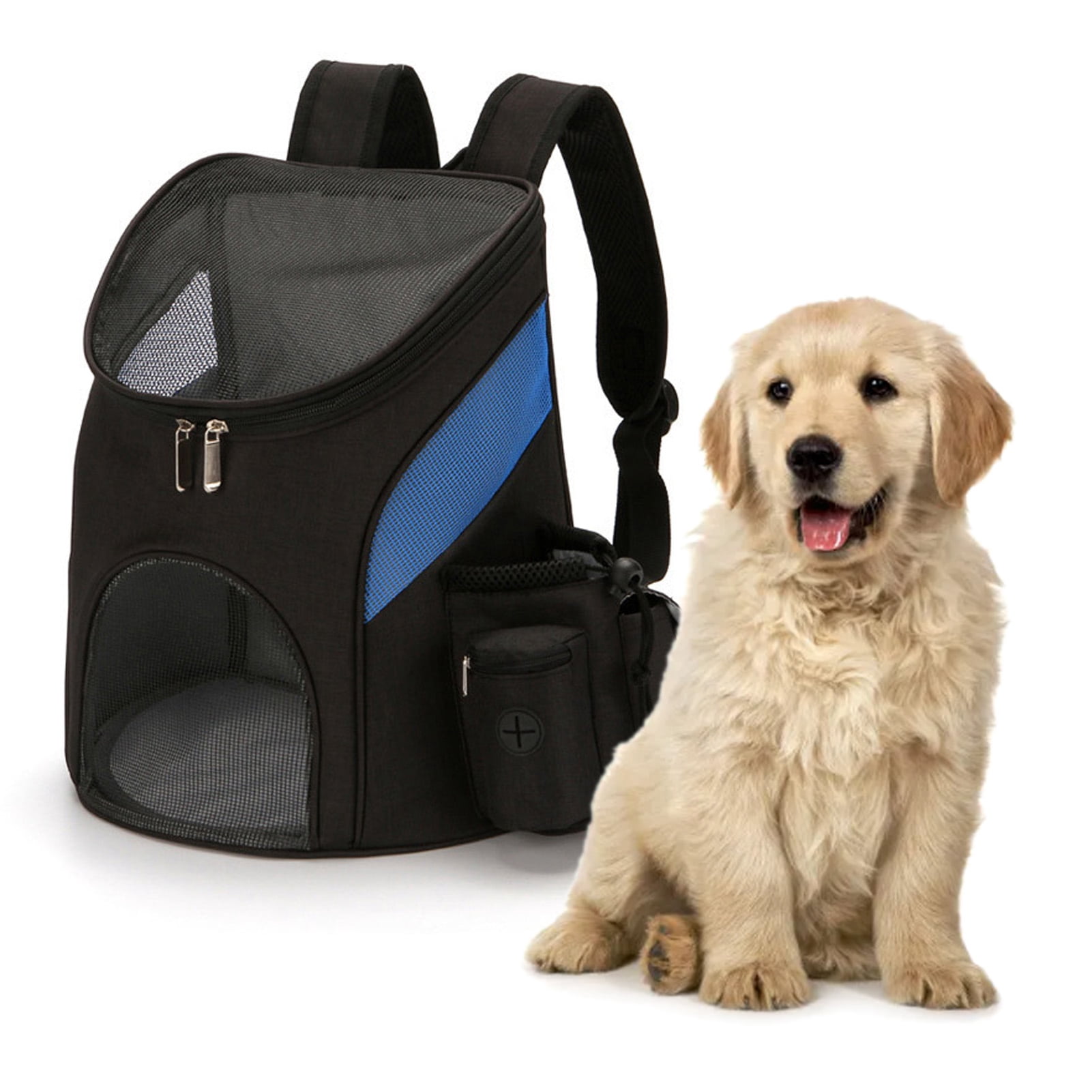 Dog Backpack Carrier, Portable Spacious Breathable Mesh Pet Carrier Backpack or Small Dogs Medium Cats Multifunctional Foldable Puppy Backpack Carrier for Travel, Hiking, Camping