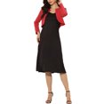 thumbnail image 2 of INSPIRE CHIC Women's Open Front Bolero Shrug Curved Hem Crop Top Cardigan Red XL, 2 of 4