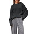 thumbnail image 1 of Yuyuzo Womens Pull Oversize Col Rond Manches Longues Tricoté Doux Automne Tops, 1 of 3