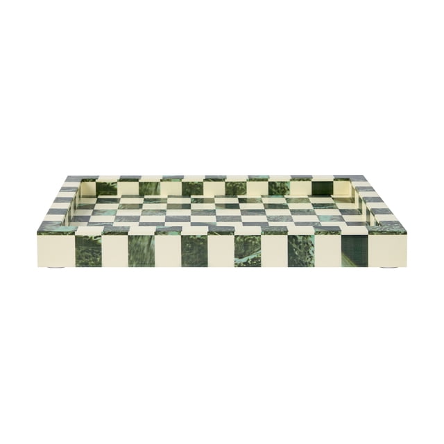 Plateau Décoratif à Carreaux Verts Anko