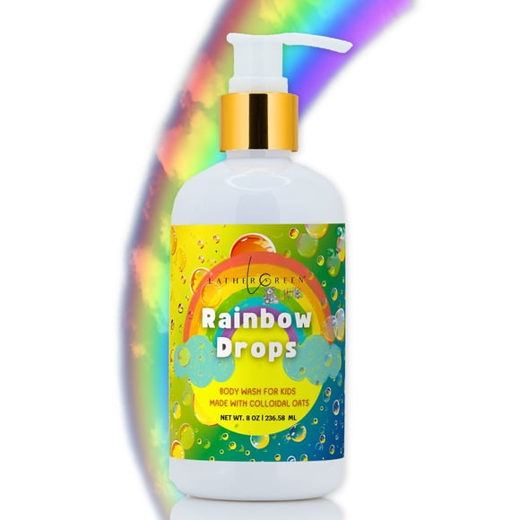 Rainbow Drops Gel Douche Naturel pour Enfants - Hydratation Profonde pour Tous les Types de Peau avec Vitamine E - 8 oz par LatherGreen