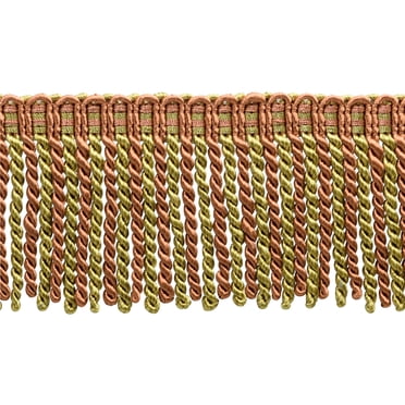 3 Inch Long Bullion Fringe Trim, Style# DB3 - Copper, Olive Green - Rust 07H (Sold by The Yard)