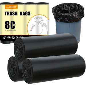 JASINCESS 8 Sacs à corbeille Gallon 30 Sacs en plastique Petits Sacs pour la cuisine de bureau à domicile (Black-80)