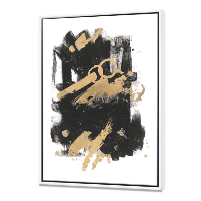 Gold and Black drift I - Modern Glam Framed Canvas