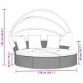 thumbnail image 4 of vidaXL Outdoor Lounge Bed with Canopy and Cushions Black Poly Rattan, 4 of 5