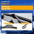 thumbnail image 2 of LAICAIW RAINTOK Windshield Wiper Blade Set Replacement for 2007-2013 Suzuki SX4 and Rear Windshield Wiper Blade-26"/14"/10" (Set of 3) U/J HOOK, 2 of 6